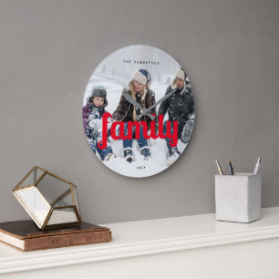 Custom Modern Casual Modern Family Full Photo Large Clock