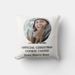 Custom modern Christmas cookie photo template Cushion