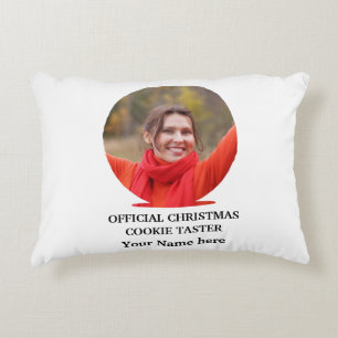 Custom modern Christmas cookie photo template Decorative Cushion
