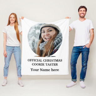 Custom modern Christmas cookie photo template Fleece Blanket