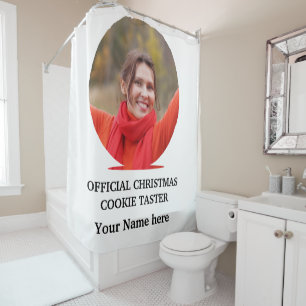 Custom modern Christmas cookie photo template Shower Curtain