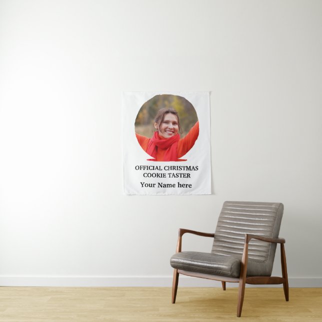 Custom modern Christmas cookie photo template Tapestry (In Situ)