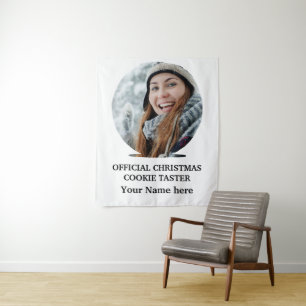 Custom modern Christmas cookie photo template Tapestry