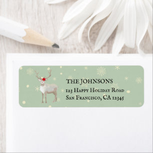 Custom Modern Christmas Holiday Reindeer Green Return Address Label