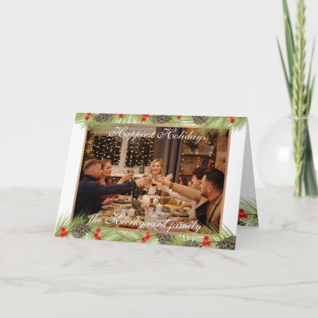 Custom Modern Classic Chic Happiest Holiday Card (Front)