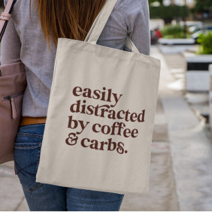 Custom Modern Coffee Lover Carbs Sans Serif Name Tote Bag