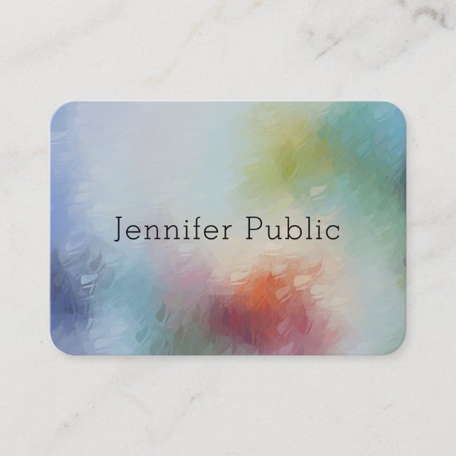 Custom Modern Colourful Abstract Art Elegant Business Card (Front)