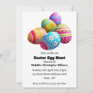 Custom Modern Colourful Easter Egg Hunt  Invitation