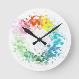 Custom Modern Colourful Hearts Blank Template Round Clock