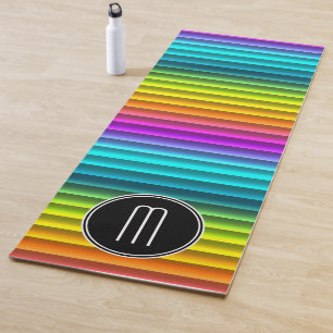 Custom Modern Colourful Rainbow Stripes Pattern Yoga Mat
