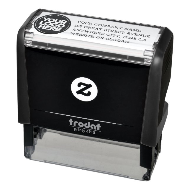 Custom Modern Company Logo Address Self-inking Stamp (Product)