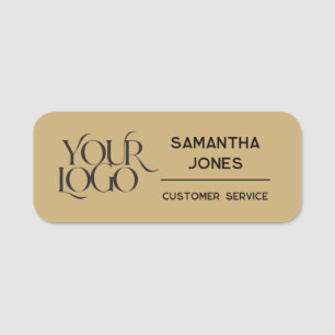 Custom Modern Company Logo Employee Gold Name Tag