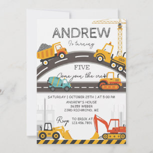 Custom Modern Construction Birthday card
