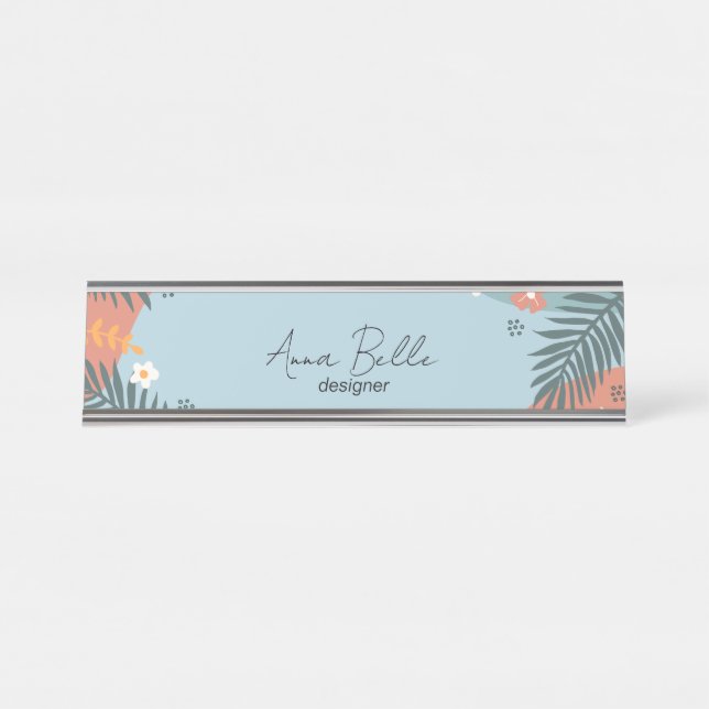 Custom Modern Contemporary Summer Desk Name Plate (Front)