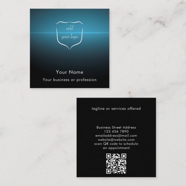 Custom Modern Cool Blue Tech Professional Business Calling Card (Front/Back)