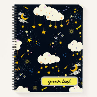 Custom Modern Cool magic sky stars Rocket Galaxy Notebook