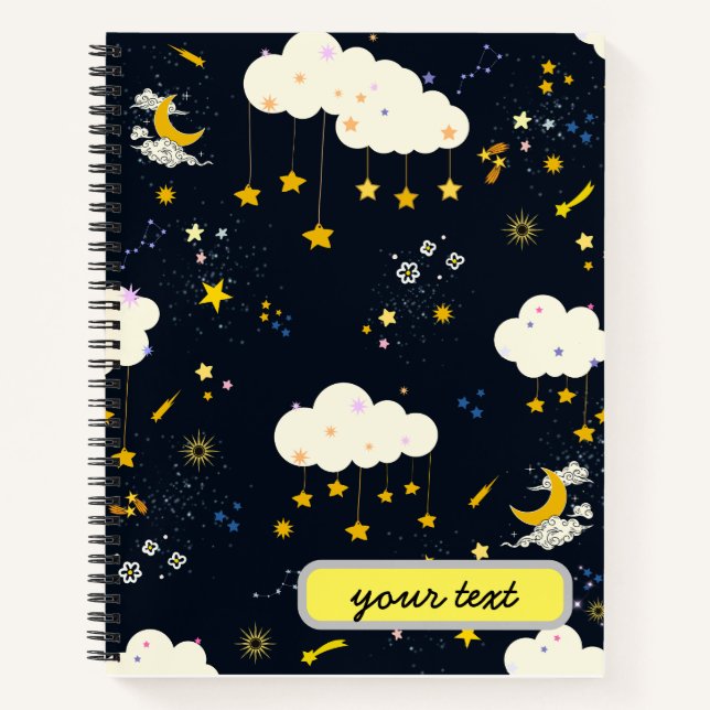 Custom Modern Cool magic sky stars Rocket Galaxy Notebook (Front)