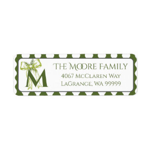 Custom Modern Cottage Green Stripe Return Address Label