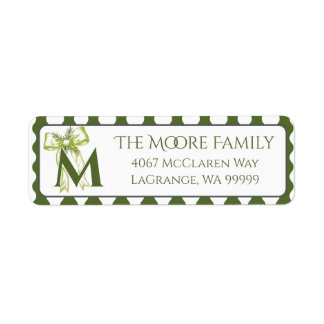Custom Modern Cottage Green Stripe Return Address Label