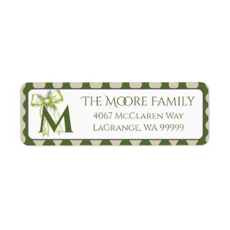 Custom Modern Cottage Green Stripe Return Address Label