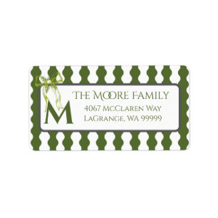 Custom Modern Cottage Green Stripe Return Address Label