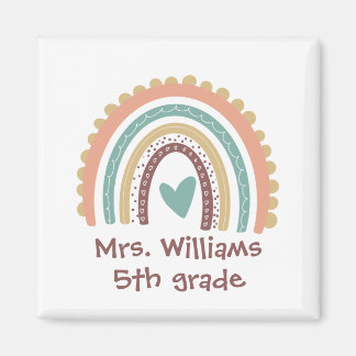 Custom Modern Cute Rainbow Teacher Magnet