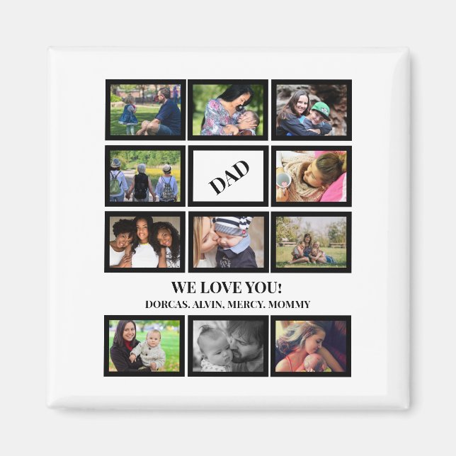 Custom Modern Dad Fathers Day 11 Photo Collage  Magnet (Front)
