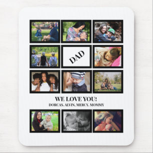 Custom Modern Dad Fathers Day 11 Photo Collage  Mouse Pad