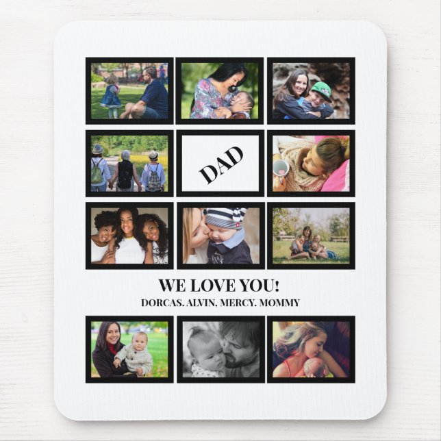 Custom Modern Dad Fathers Day 11 Photo Collage  Mouse Pad (Front)