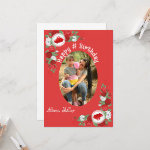 Custom Modern Decorative Happy Birthday Photo Card