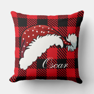 Custom Modern design Santa hat on tartan pattern Cushion