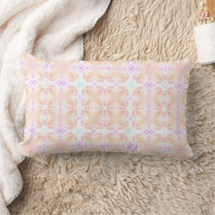 Custom Modern Eclectic Peach and White Pattern Lumbar Cushion