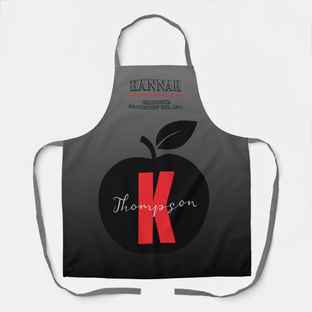 Custom modern elegant contrast grey gradient apron (Front)