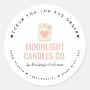 Custom Modern Elegant Handmade Candle Business Classic Round Sticker