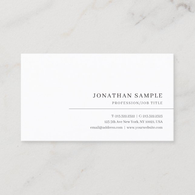 Custom Modern Elegant Minimalist Simple Template Business Card (Front)