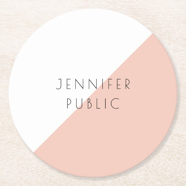 Custom Modern Elegant Minimalist Simple Template Round Paper Coaster (Front)