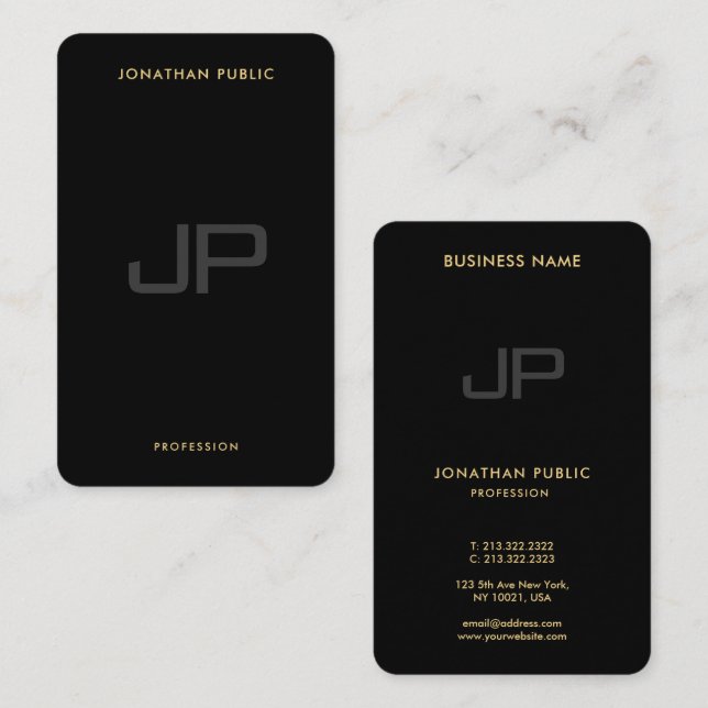 Custom Modern Elegant Monogram Initial Oceania Business Card (Front/Back)