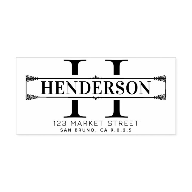 CUSTOM MODERN & ELEGANT MONOGRAM  RETURN ADDRESS RUBBER STAMP (Imprint)