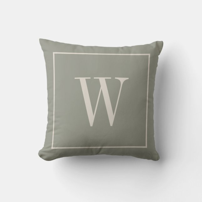 Custom Modern Elegant Monogrammed Initial Taupe  Cushion (Front)