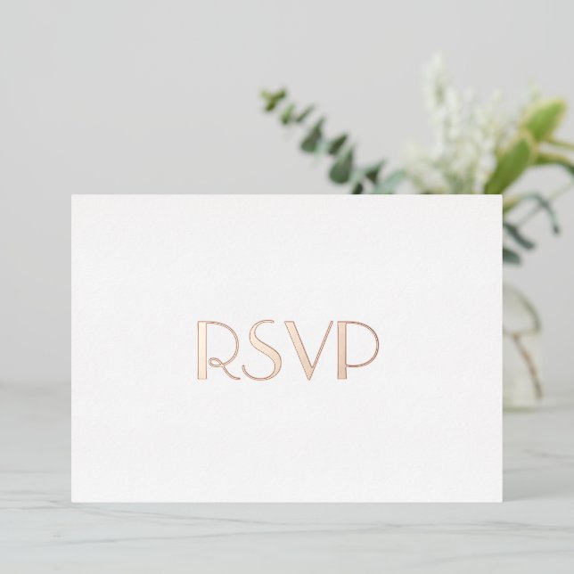 Custom Modern Elegant Party Event RSVP Rose Gold (Standing Front)