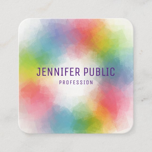 Custom Modern Elegant Professional Colourful Square Business Card (Front)