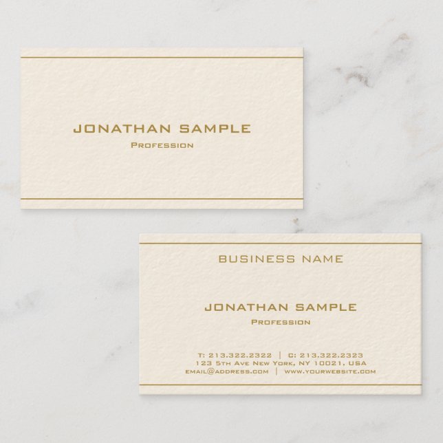 Custom Modern Elegant Professional  Gold Luxurious Business Card (Front/Back)