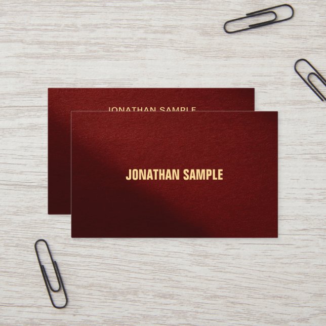 Custom Modern Elegant Professional Gold Text Business Card (Front/Back In Situ)