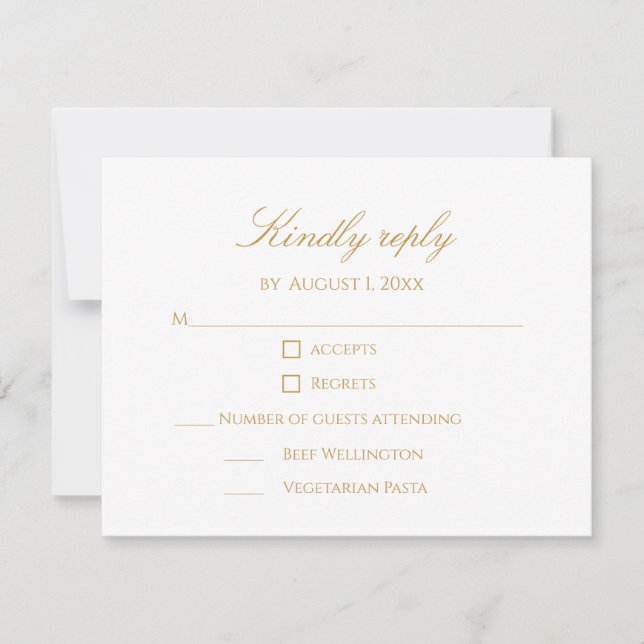Custom Modern Elegant Script Gold 50th Anniversary RSVP Card (Front)