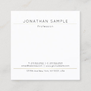 Custom Modern Elegant Simple Gold White Template Square Business Card