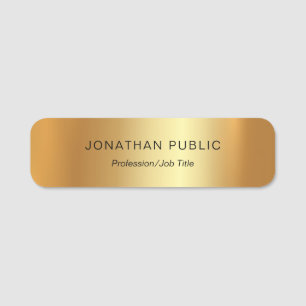 Custom Modern Elegant Simple Template Glamour Gold Name Tag
