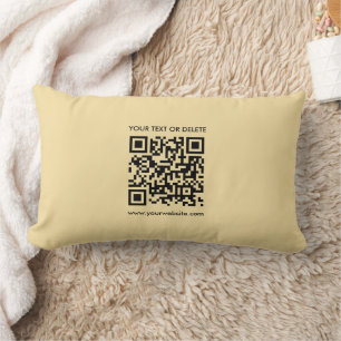 Custom Modern Elegant Simple Template QR Code Gold Lumbar Cushion