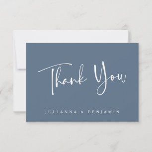 Custom Modern Elegant Slate Blue Wedding Thank You Card