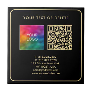Custom Modern Elegant Template Black Gold QR Code Ceramic Tile