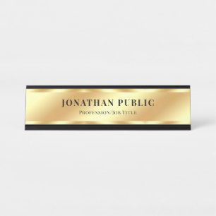 Custom Modern Elegant Template Glamour Gold Desk Name Plate